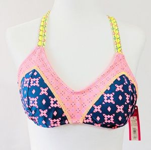 NWT Neon Patterned Bikini Top